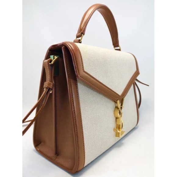 SAINT LAURENT Cassandre Leather And Canvas Satchel - Picture 2 of 12